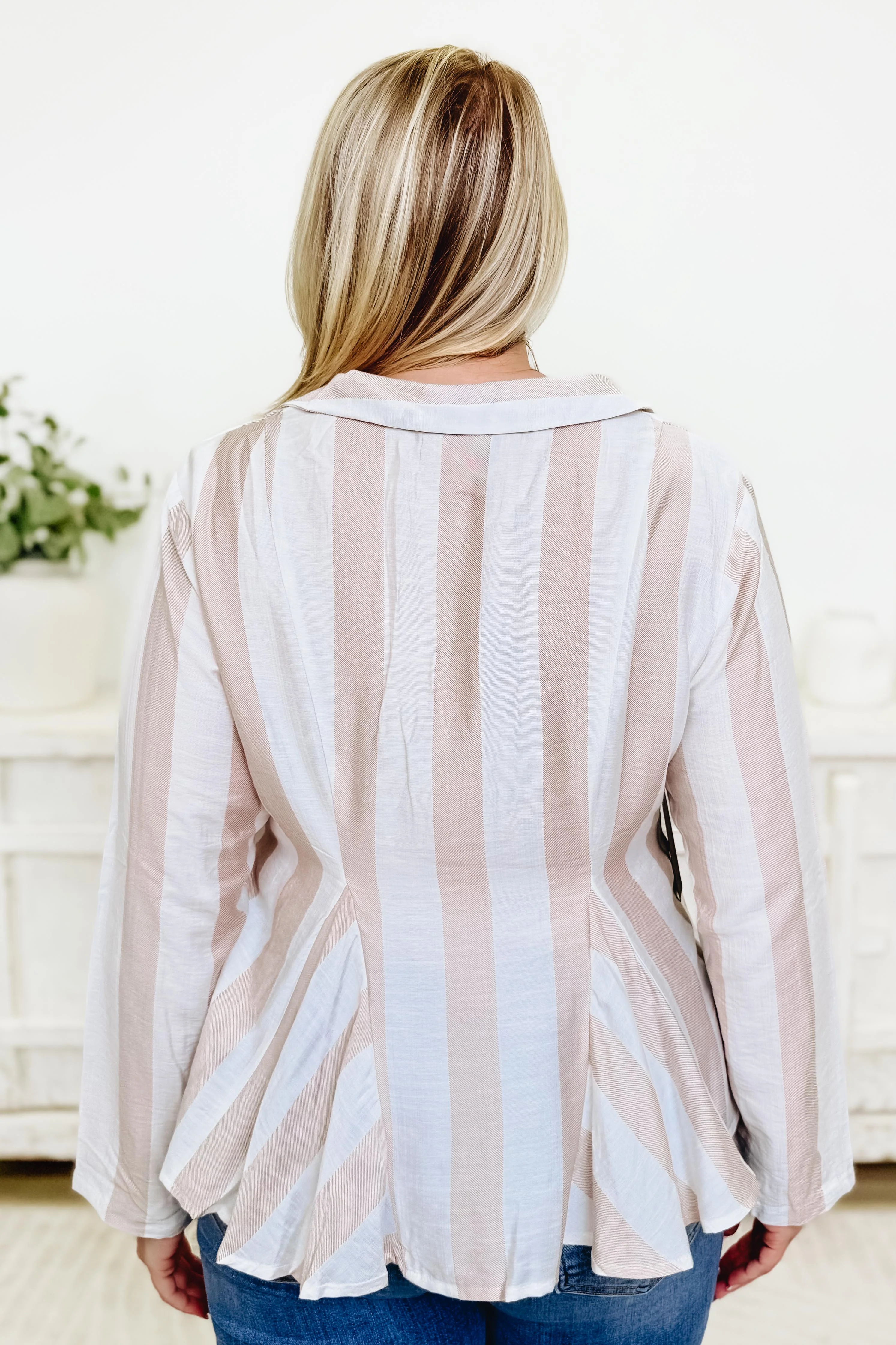 Pop Of Class Striped Button Down Top - Image 5