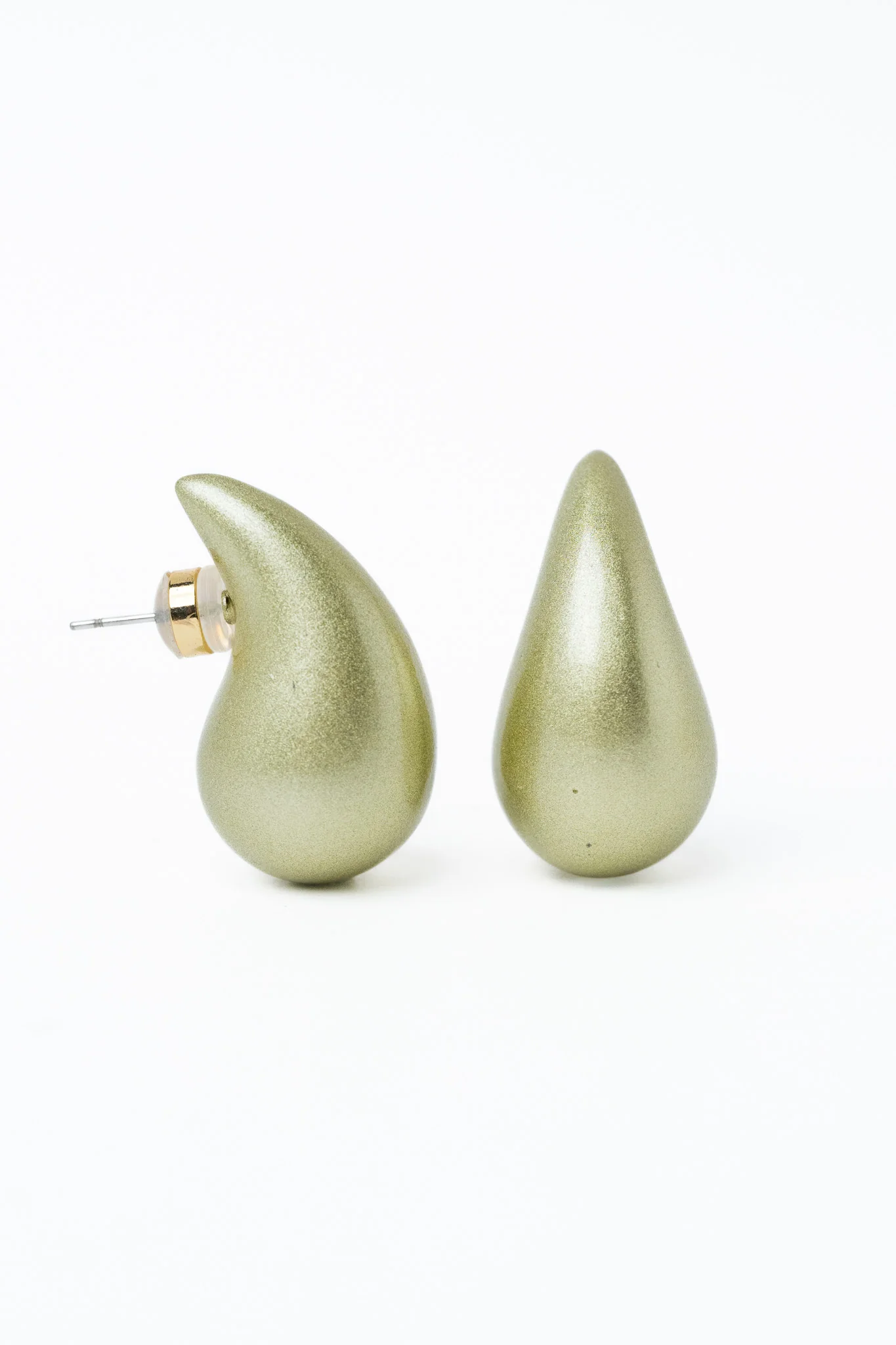 Big Drop Earrings - Metallic Kiwi