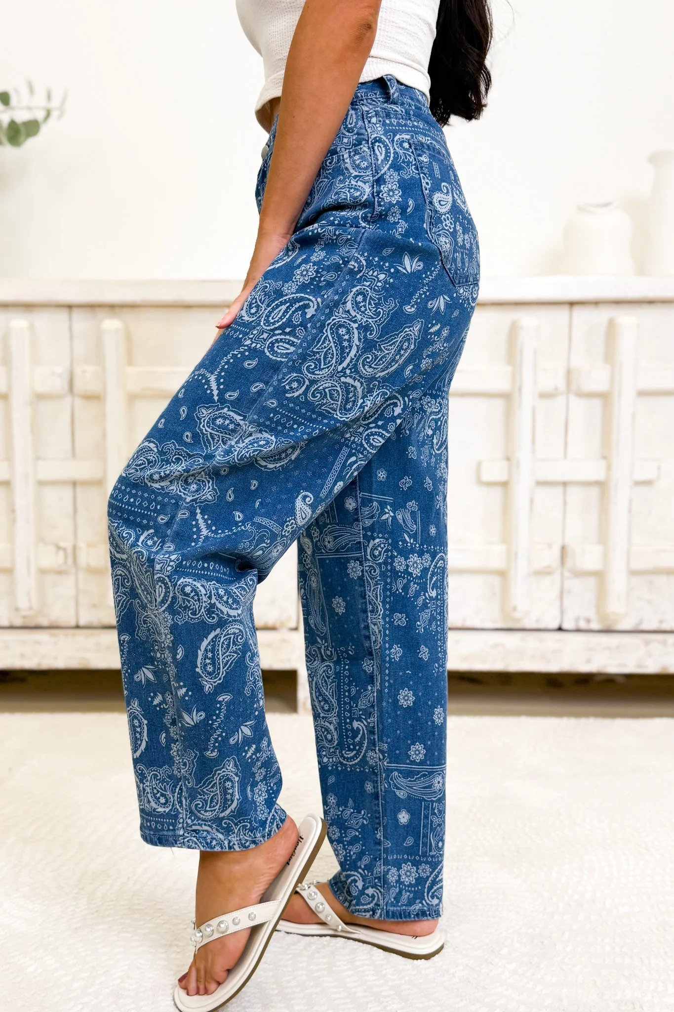 Boho Belle Barrel Jeans - Dark Wash - Image 4