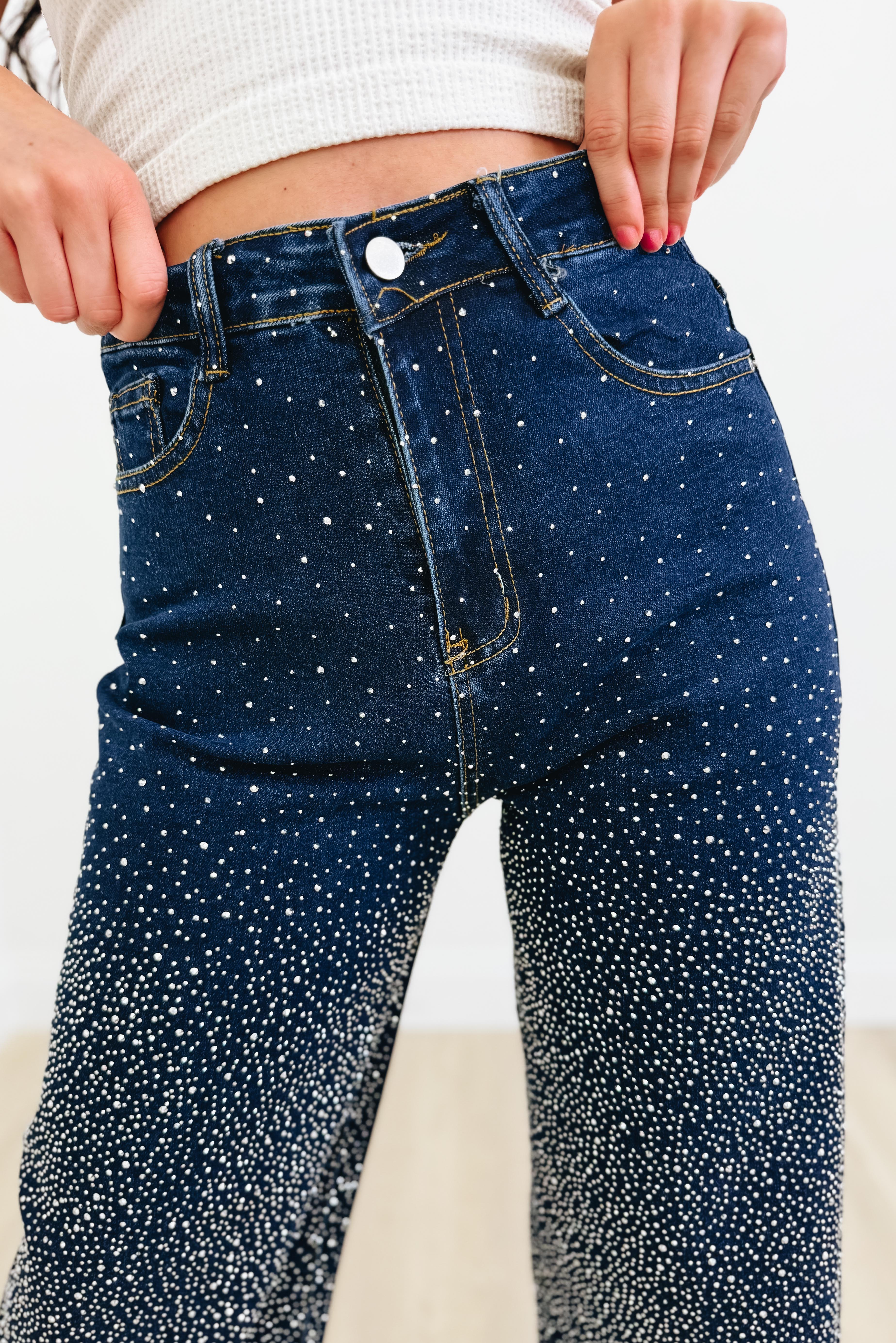 Boots 'N Buckles Rhinestone Wide Leg Jeans - 2 Colors! - Image 3