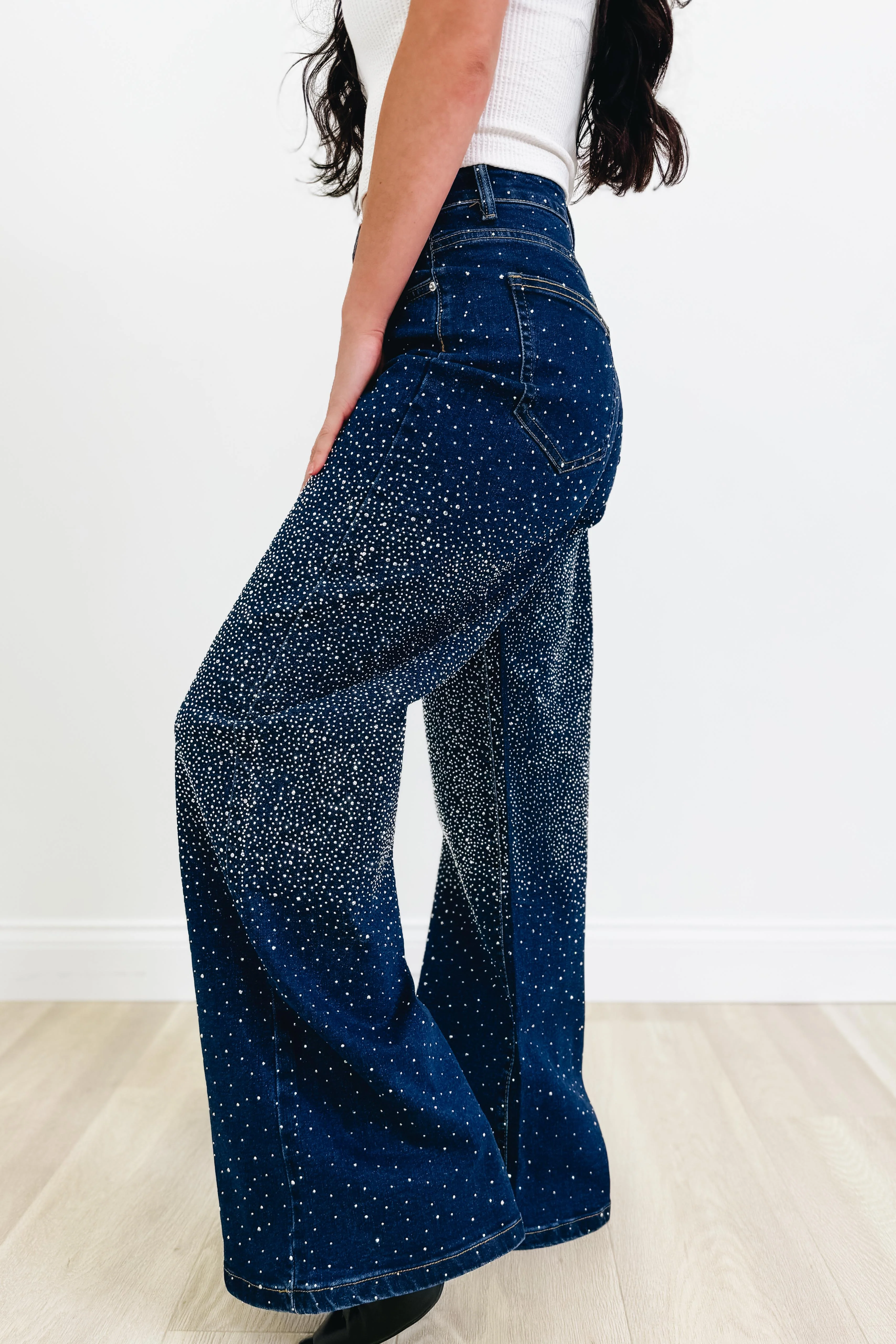 Boots 'N Buckles Rhinestone Wide Leg Jeans - 2 Colors! - Image 5
