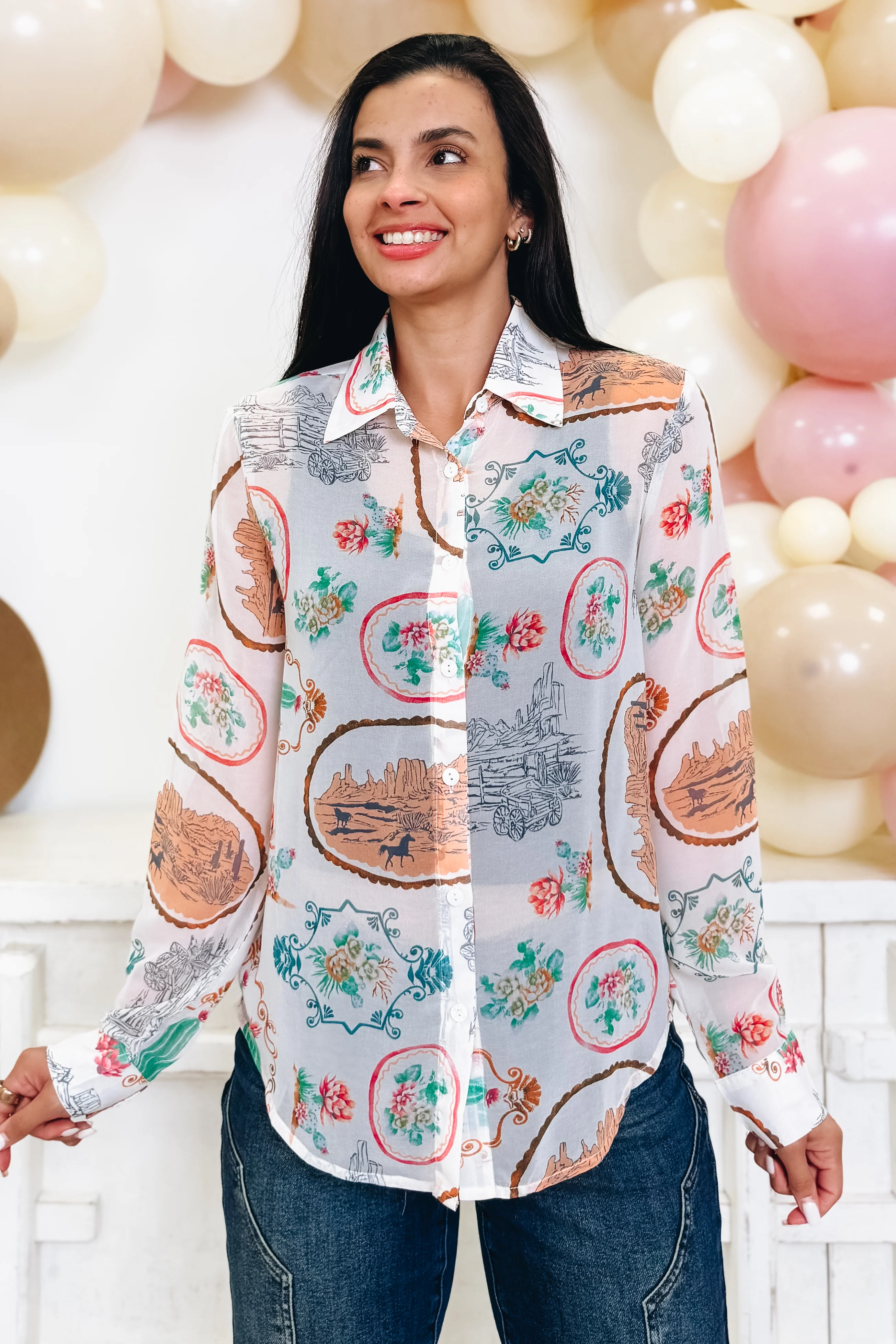Cacti Country Button Down Top - Image 3