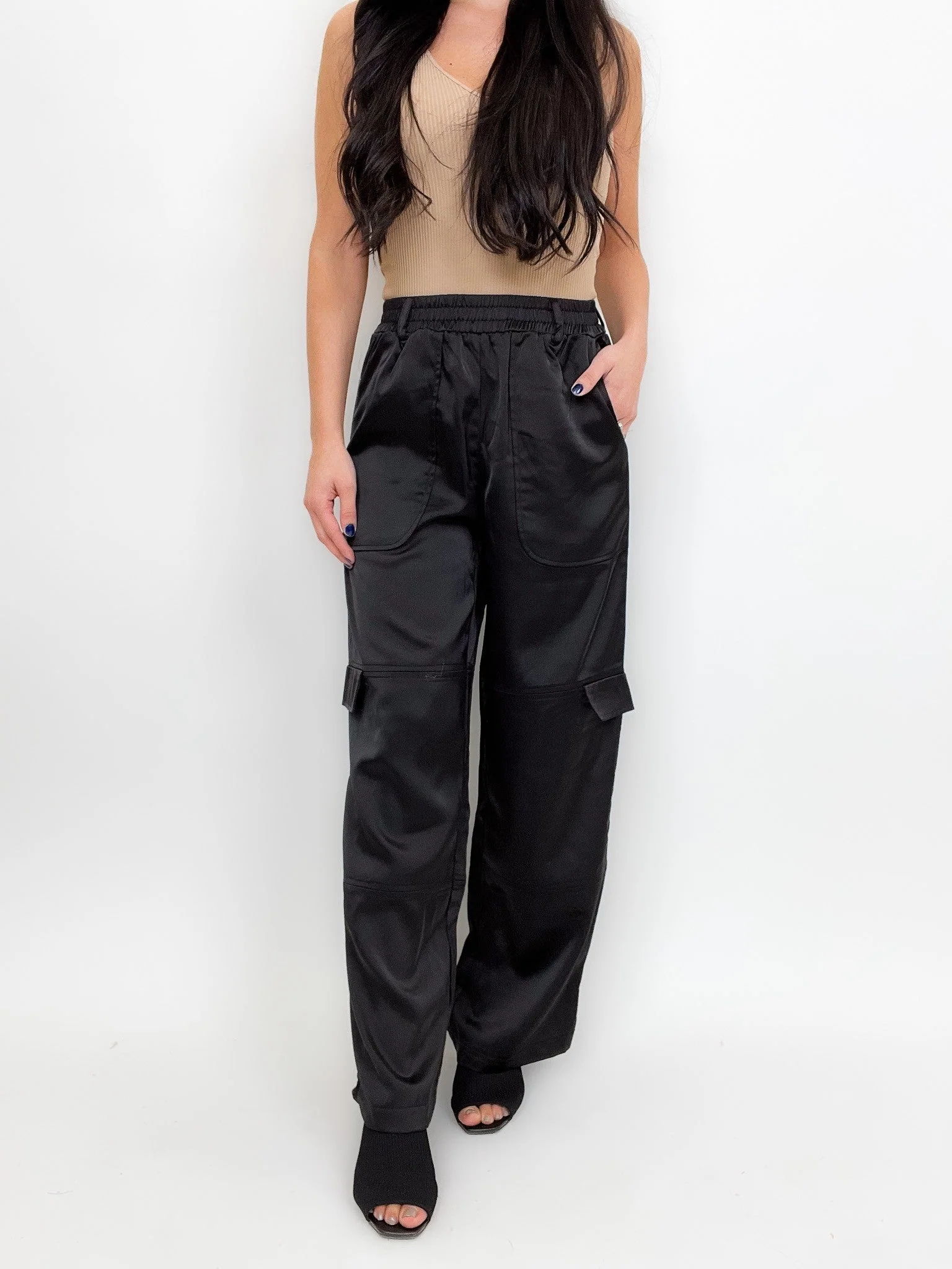 Classy Lady Satin Cargo Pants -2 Colors! - Image 2