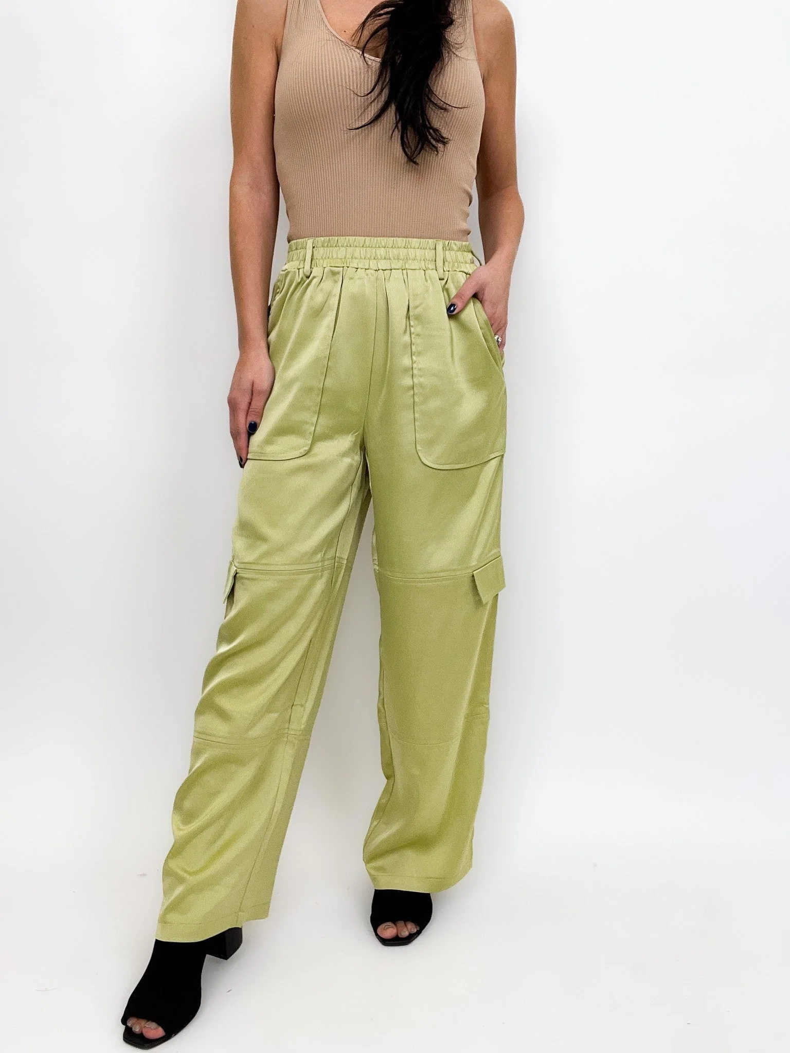 Classy Lady Satin Cargo Pants -2 Colors! - Image 3