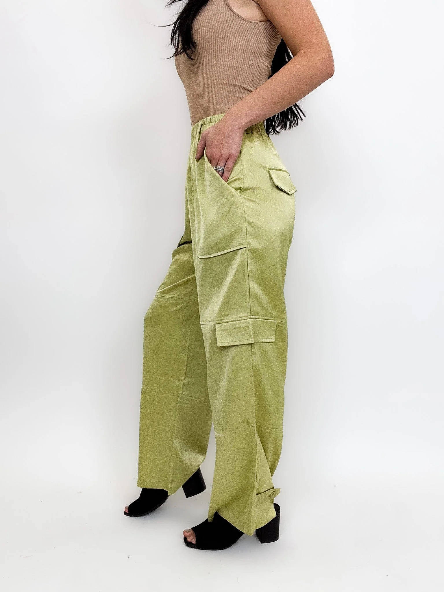 Classy Lady Satin Cargo Pants -2 Colors! - Image 4