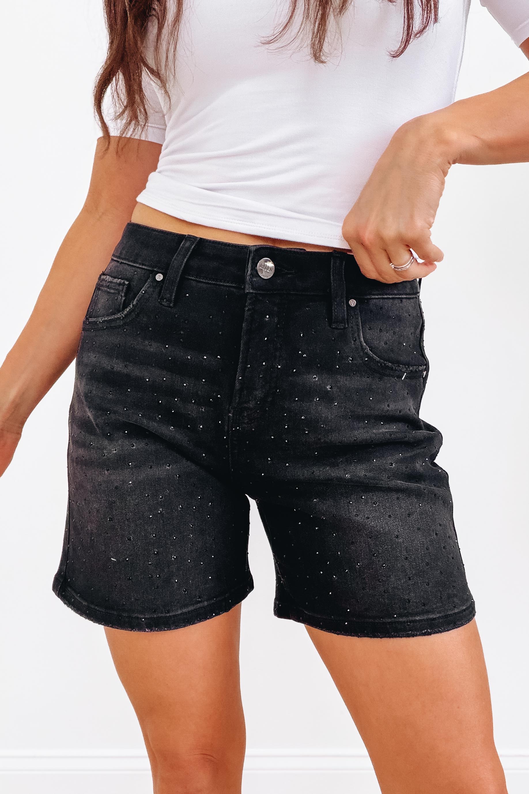 Diamond Dream By Denim BAR - Denim Shorts - Black - Image 3