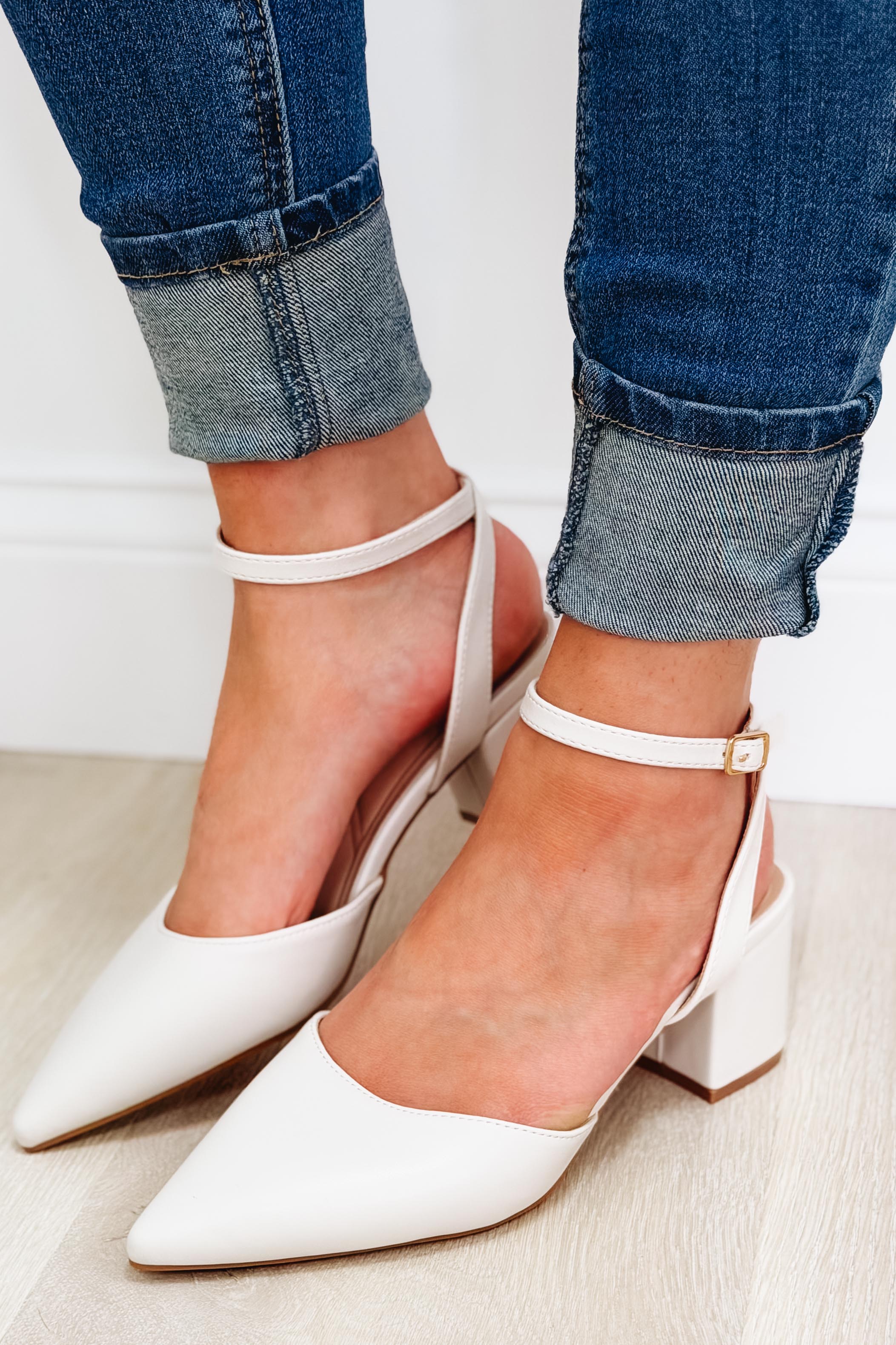 Gabbie Ankle Straps Pumps - Ivory