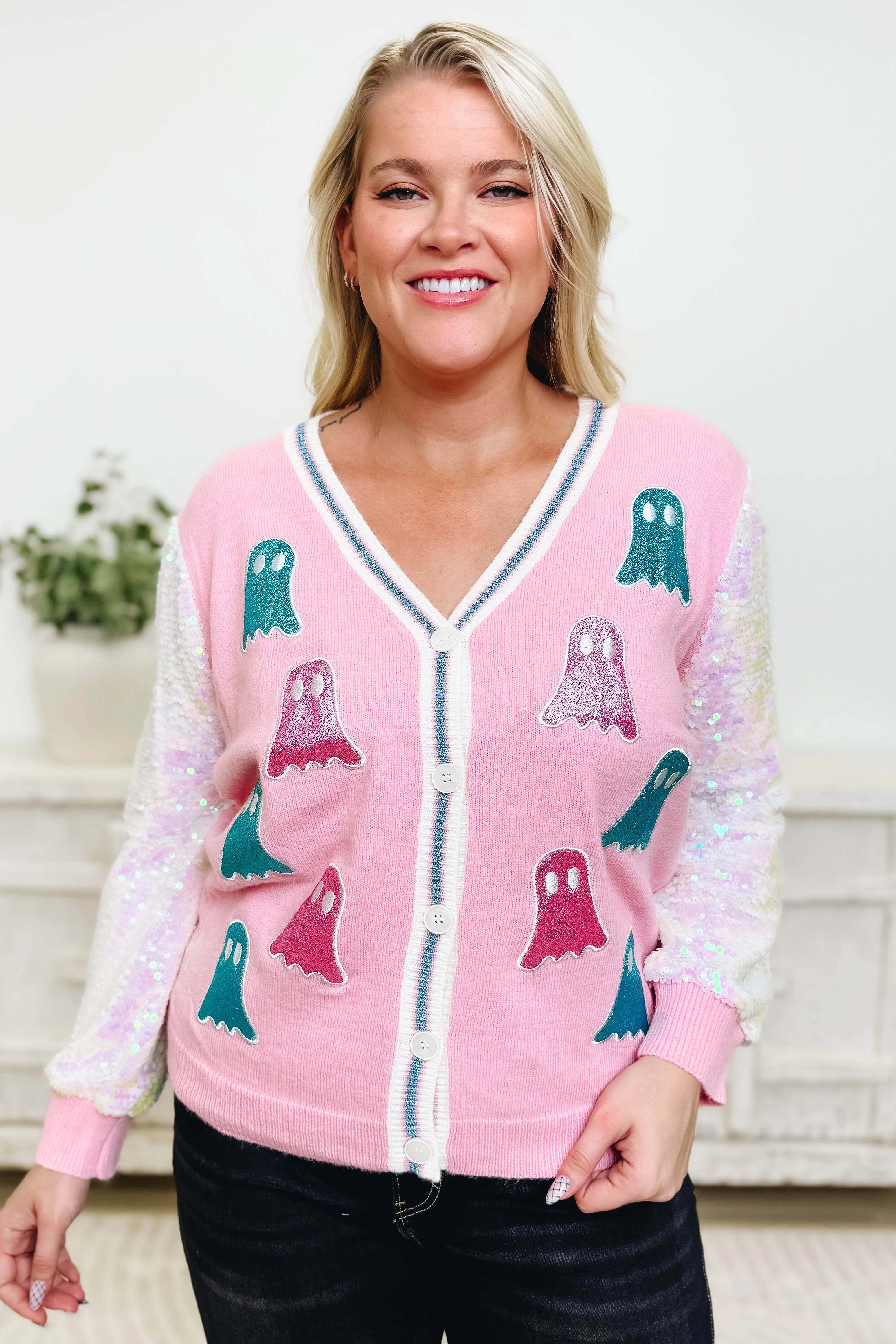 Haunted Sparkle Ghost Cardigan - Image 4