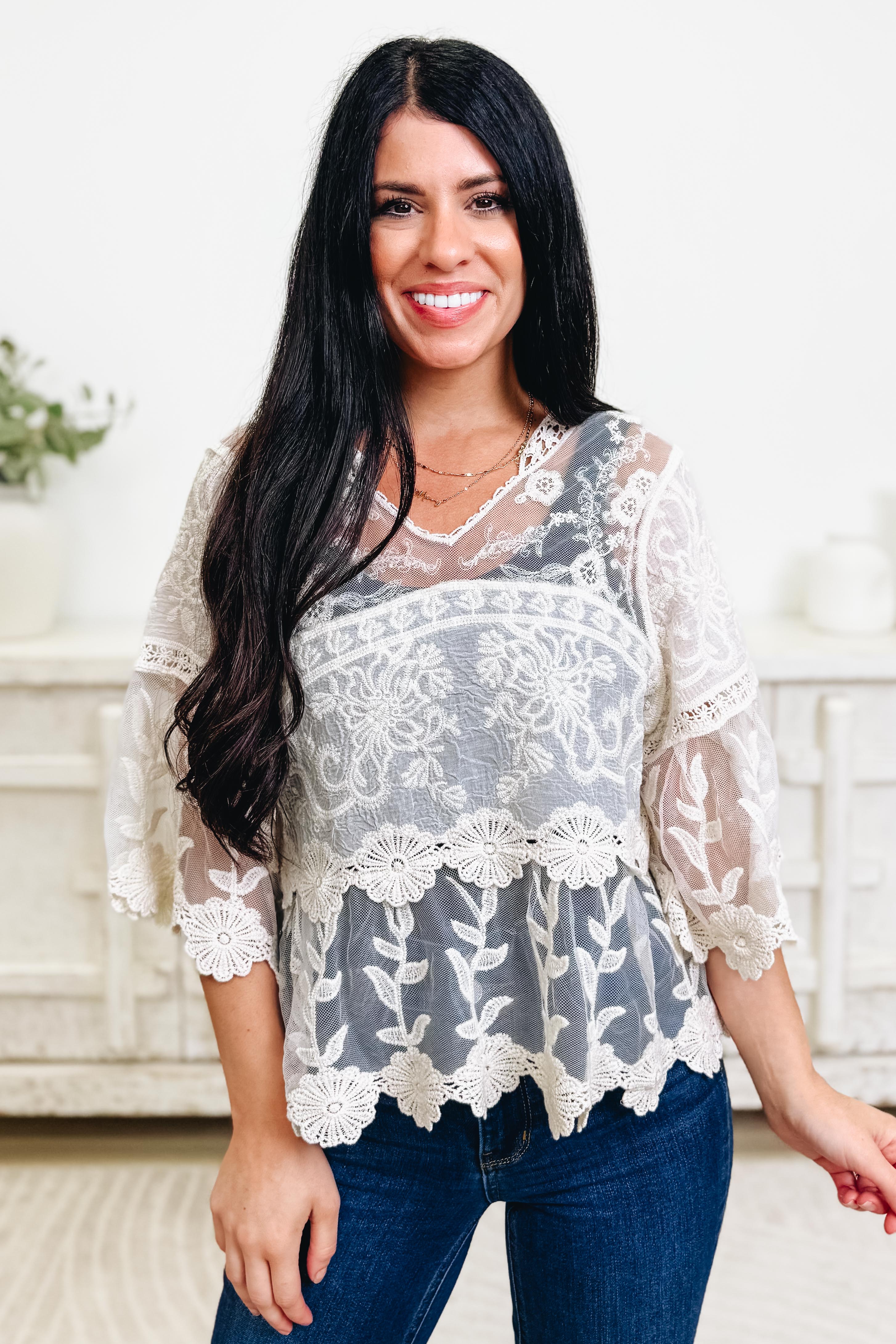 Layered In Leaves Laced Top - 2 Colors! - Image 3