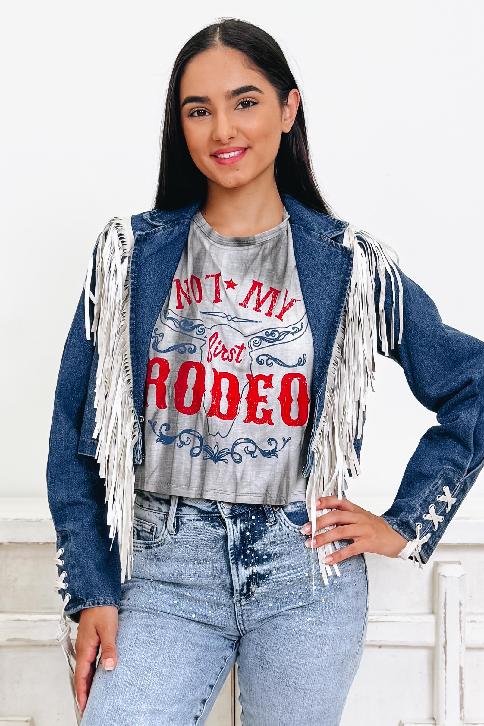Like It Like That Fringe Denim Jacket