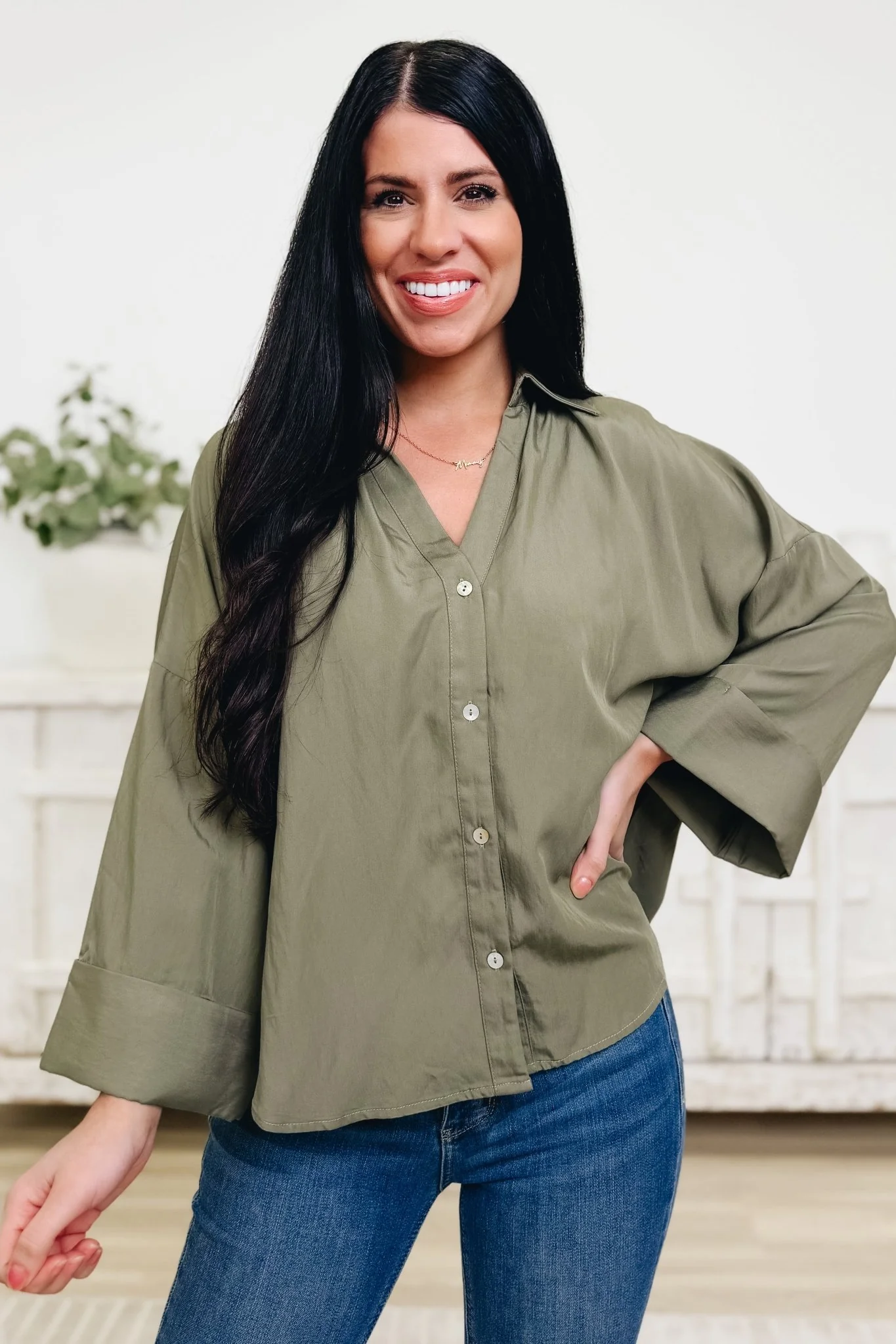 Natural Beauty Button Down Top - 2 Colors! - Image 2