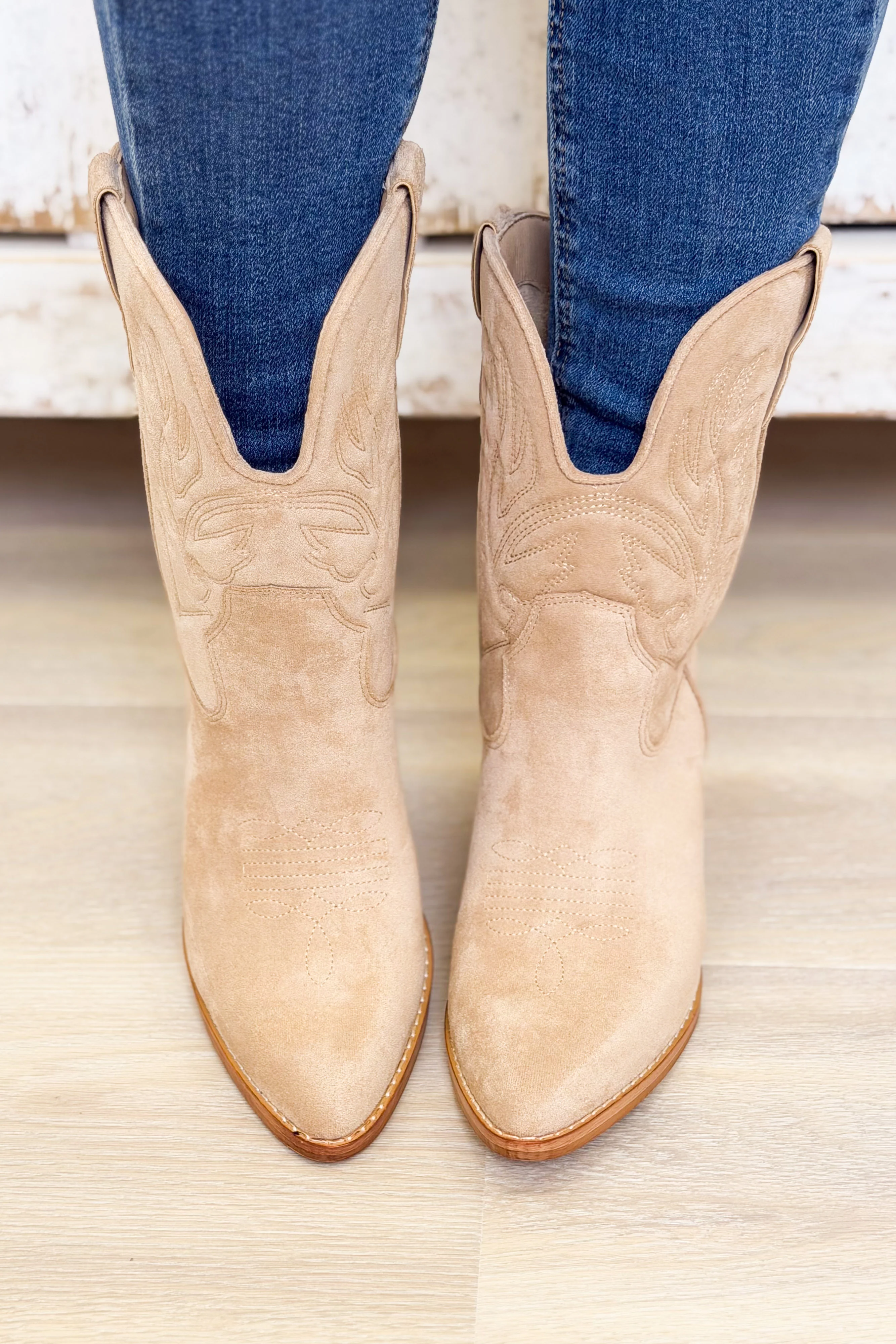 Nicole Western Mid Boots - Beige - Image 2