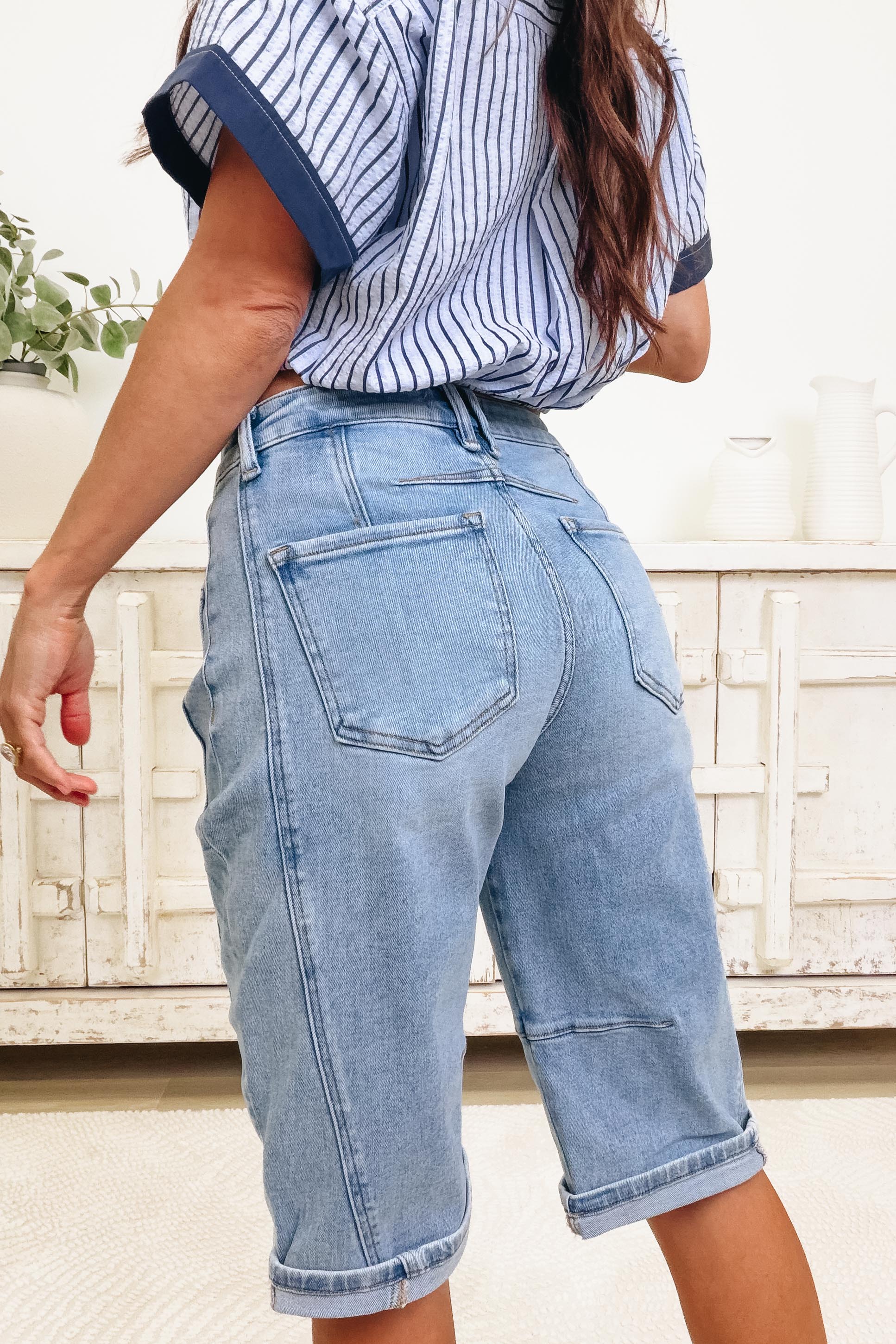 On Repeat By Risen - Barrel Light Denim Jorts - Image 6
