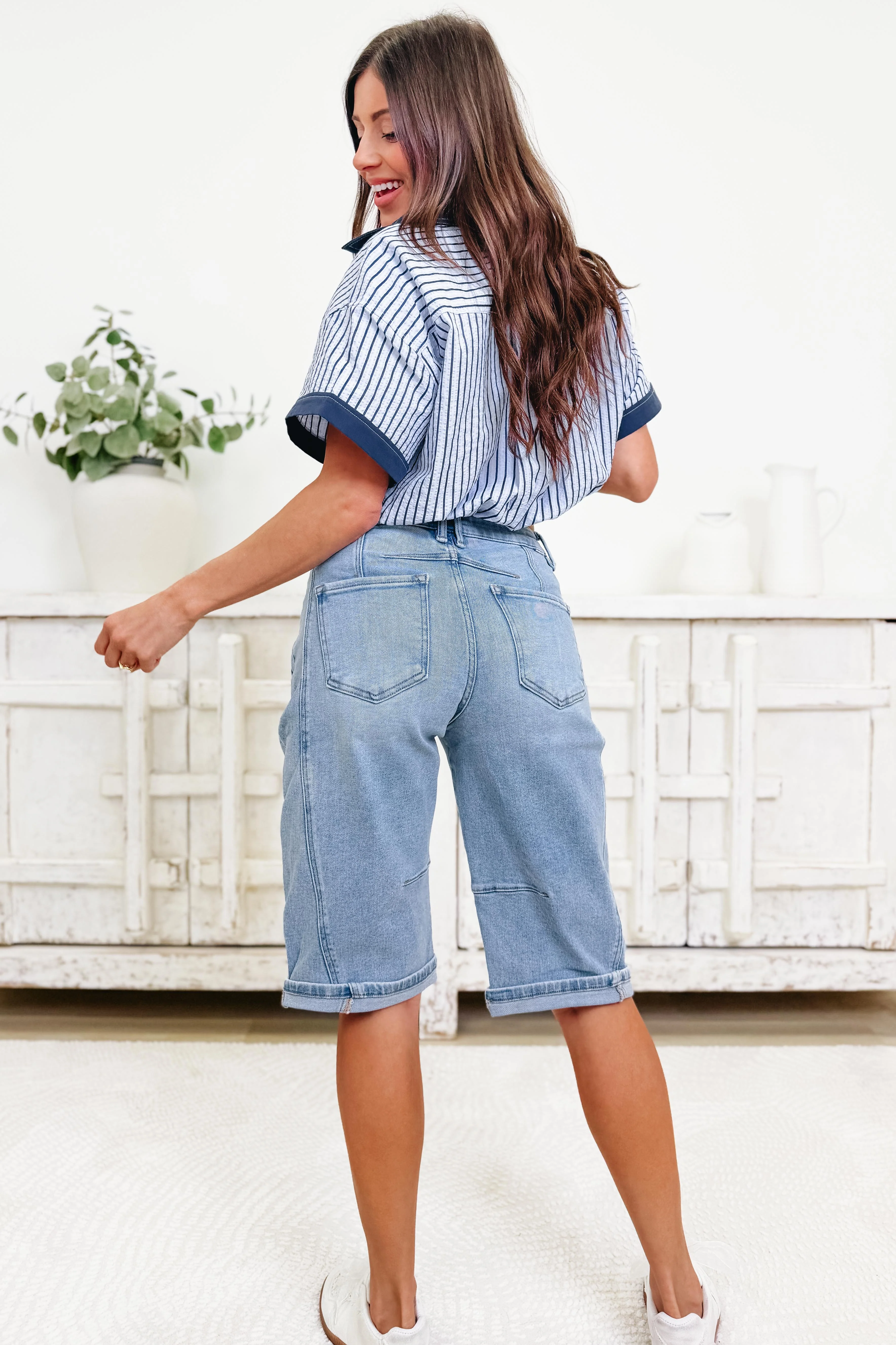 On Repeat By Risen - Barrel Light Denim Jorts - Image 8