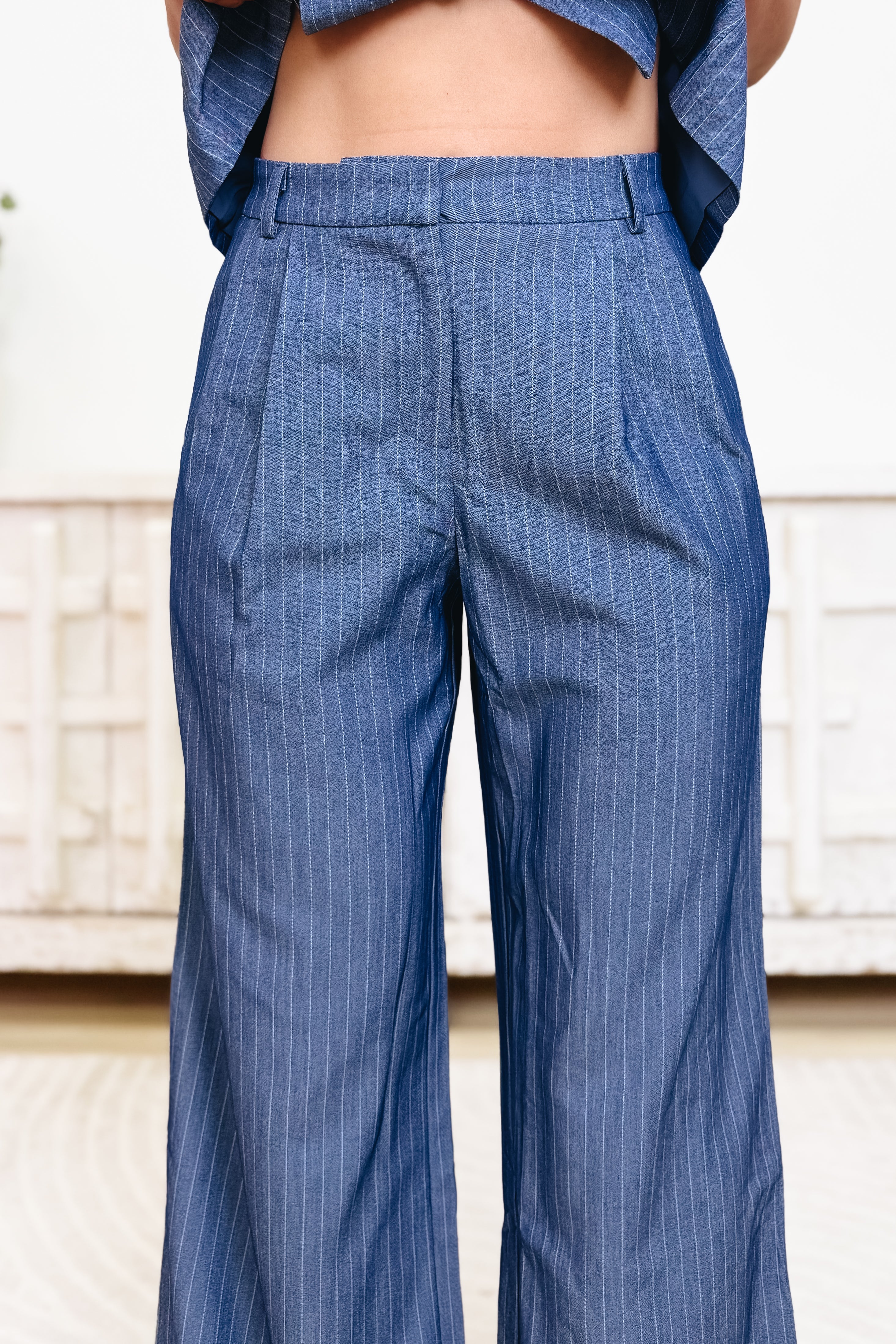 Put A Pinstripe In It Pants - Denim White - Image 3