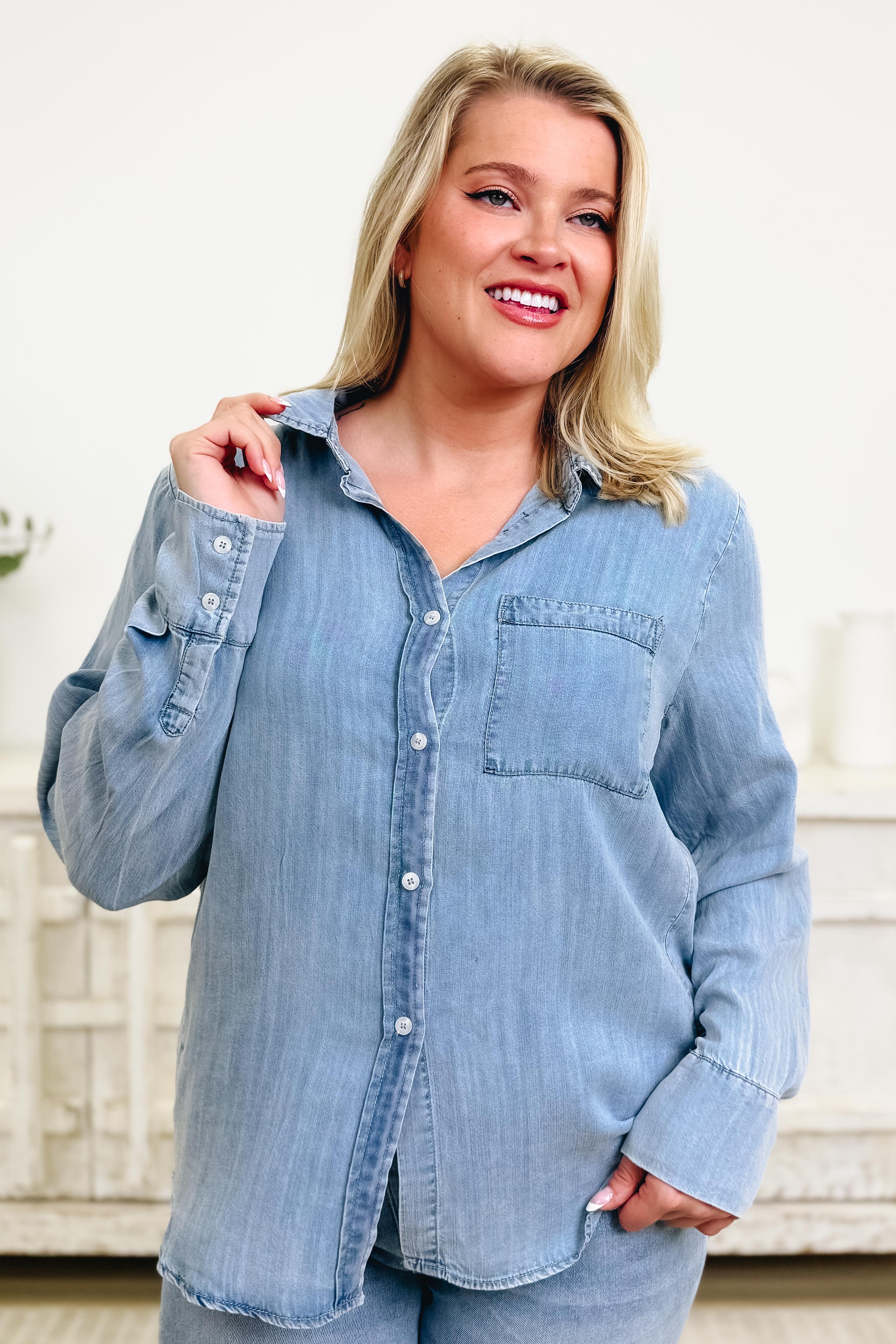 Right Place Right Time Button Down Top - 2 Colors! - Image 4