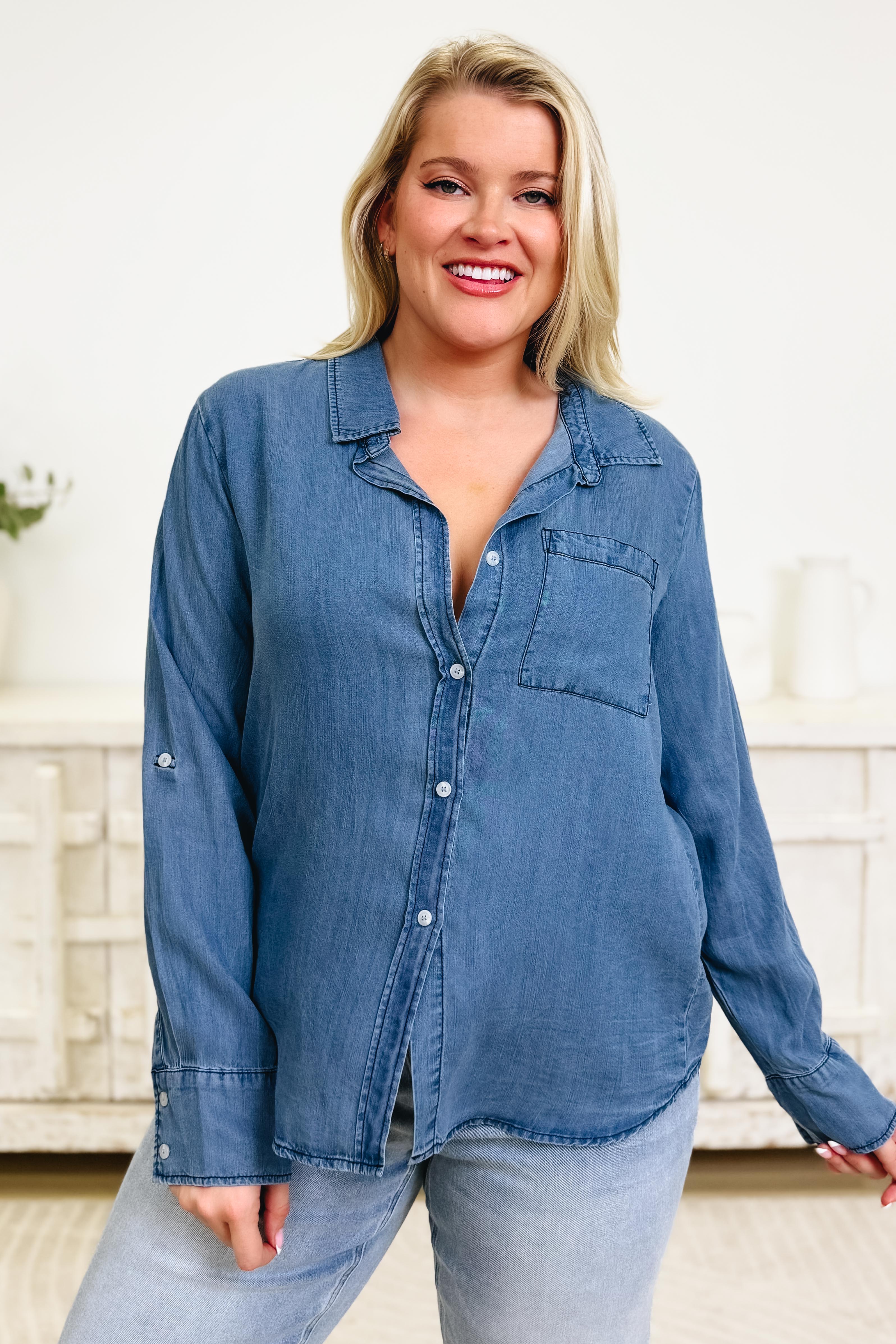 Right Place Right Time Button Down Top - 2 Colors! - Image 7