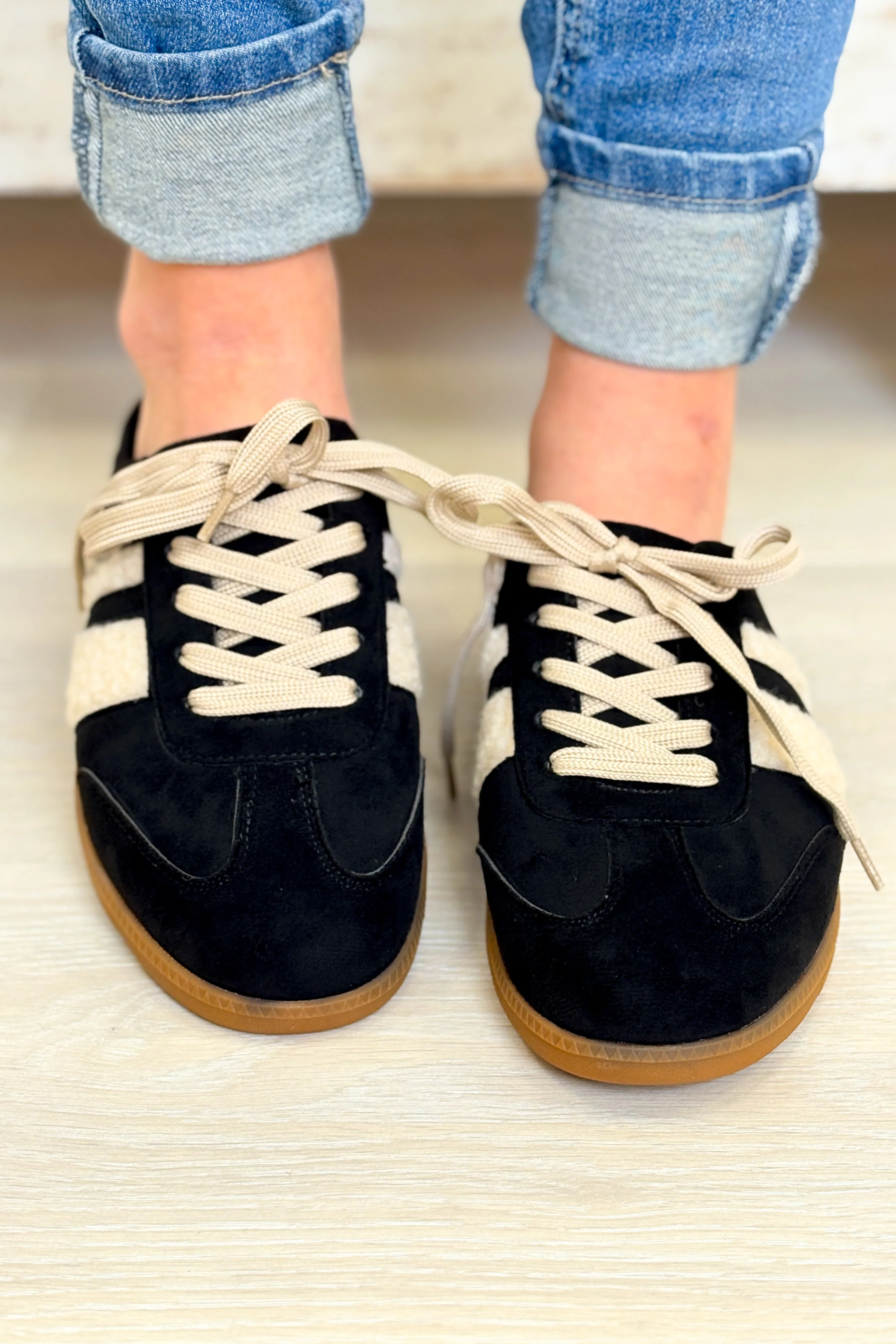 Sandra Fur Stripe Backless Mule Sneakers - Black - Image 3