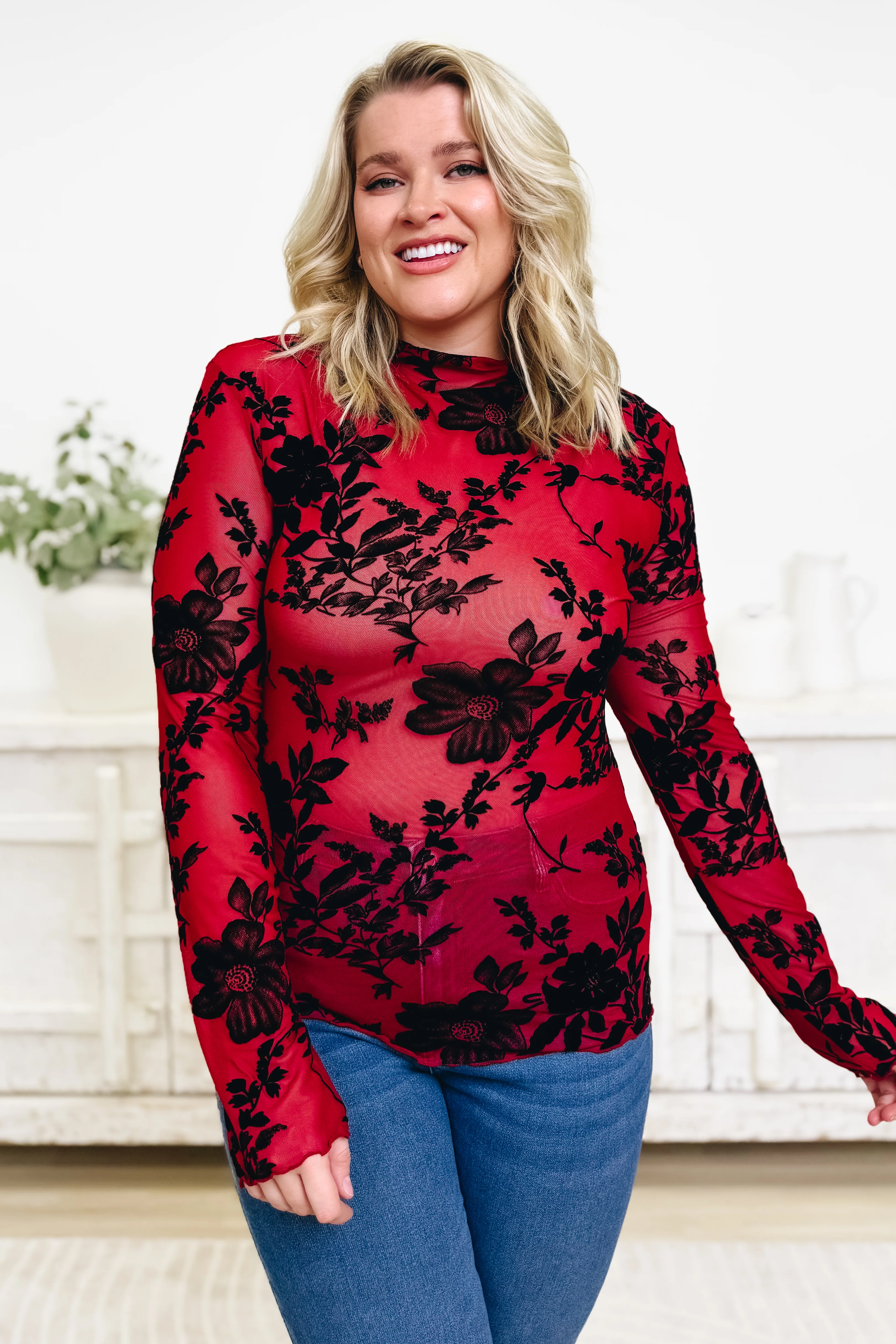 Sheering Blooms Top - 2 Colors! - Image 4