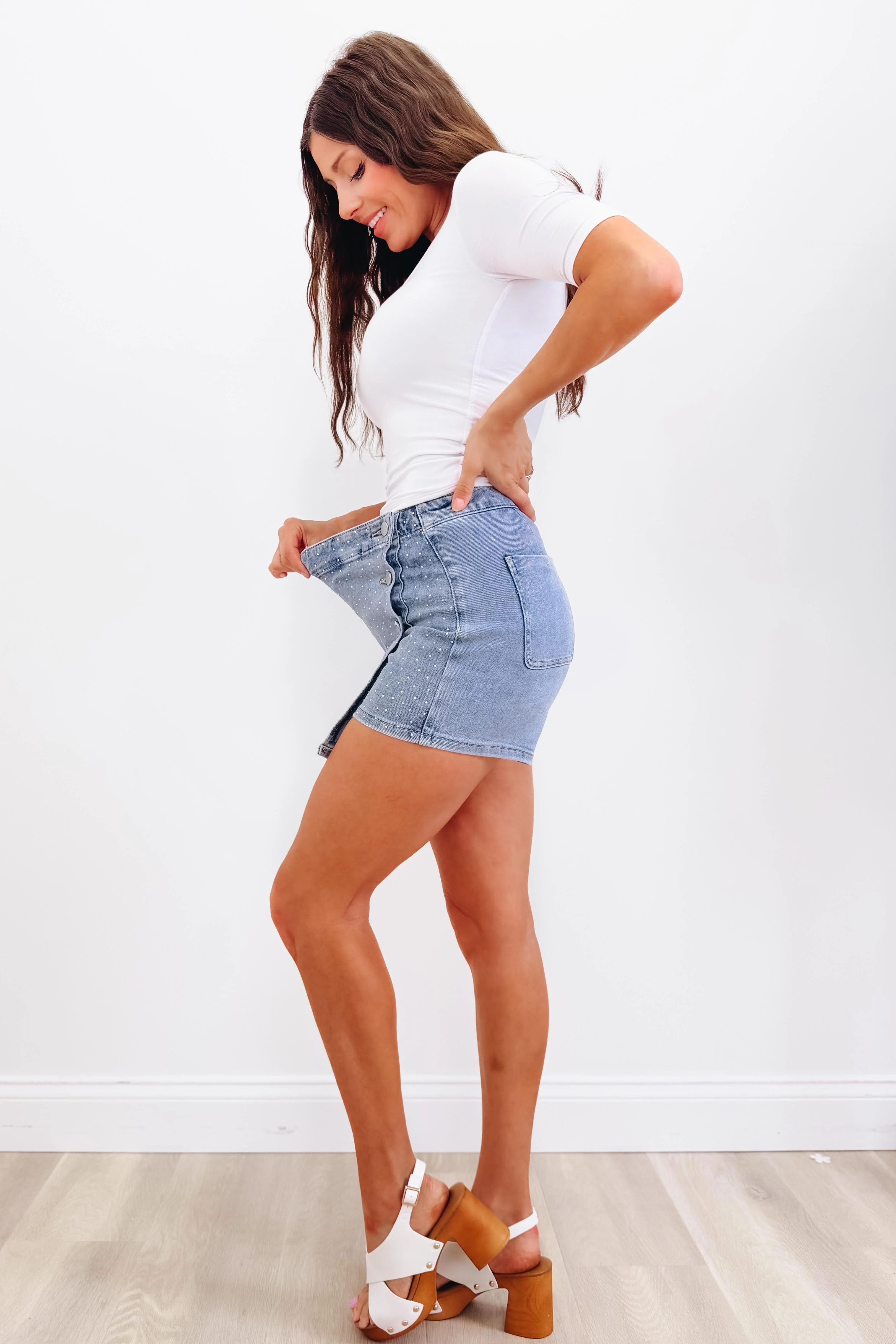 Southern Belle By Denim BAR - Denim Skort - Light Wash - Image 7