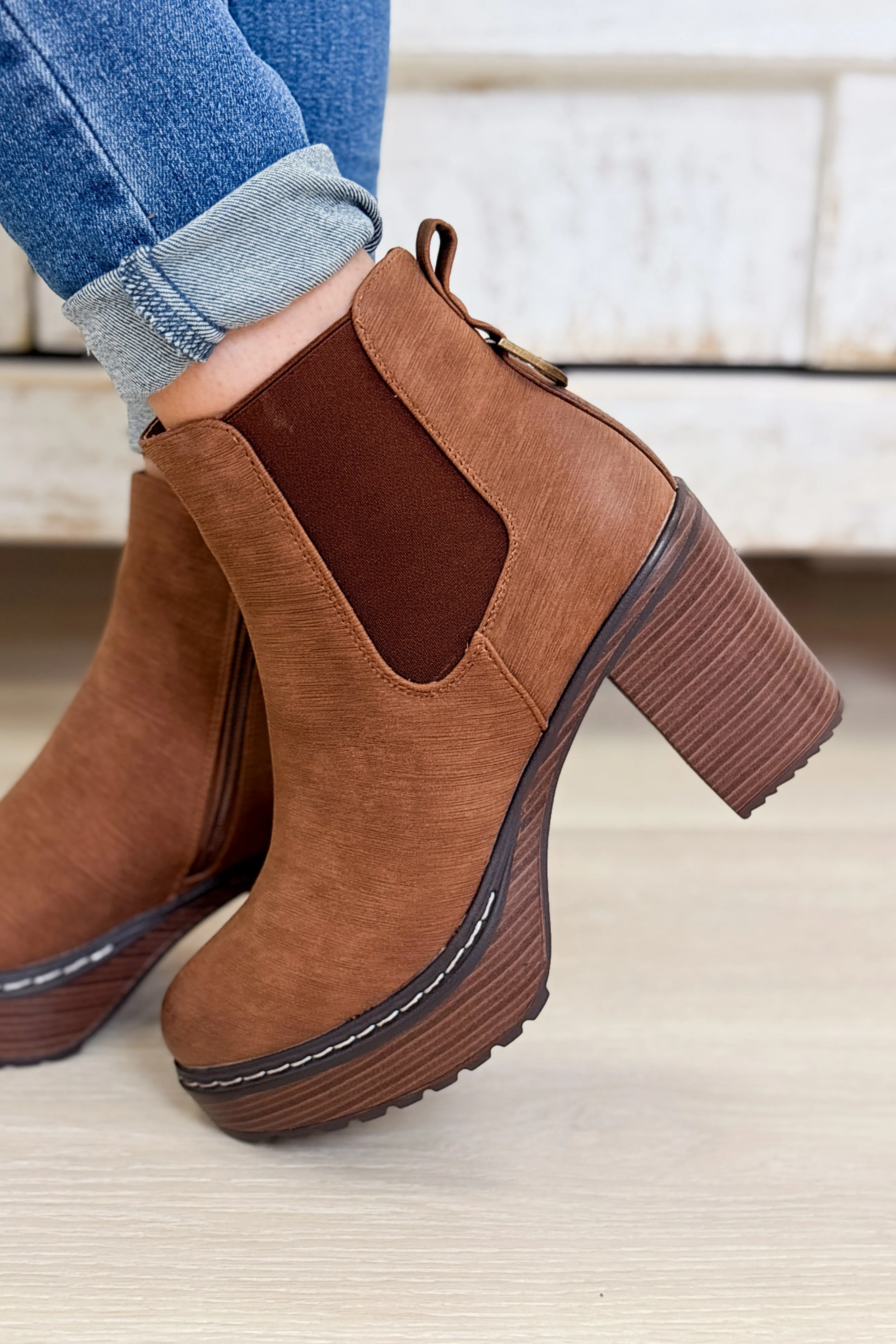 Susan Heeled Platform Ankle Boots - Whiskey - Image 2
